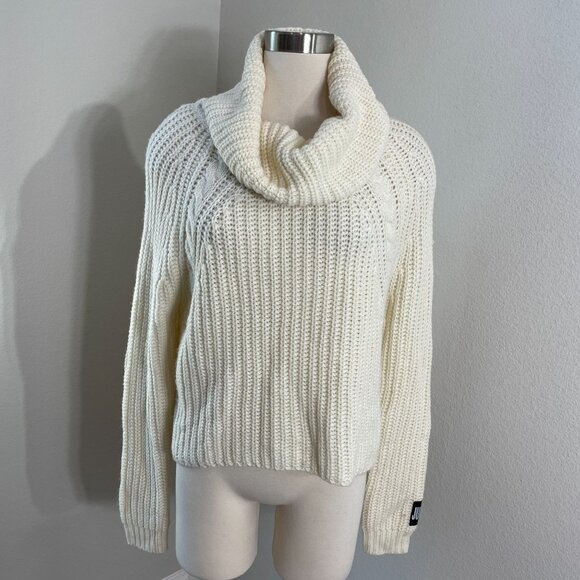 Juicy Couture Womens Small Cream Chunky Knit Cowl Neck Pullover Sweater - Picture 1 of 10
